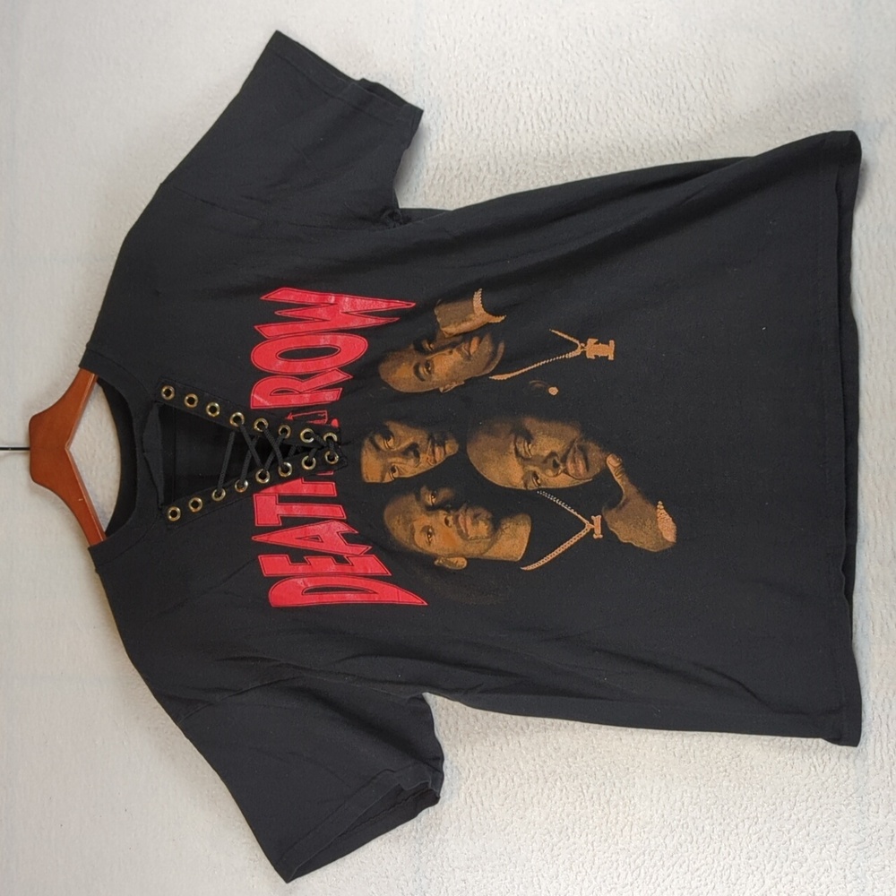 Death‎ Row Records Retro Tupac Dr. Dre Snoop Dog Lace Up Tee Shirt Free Size